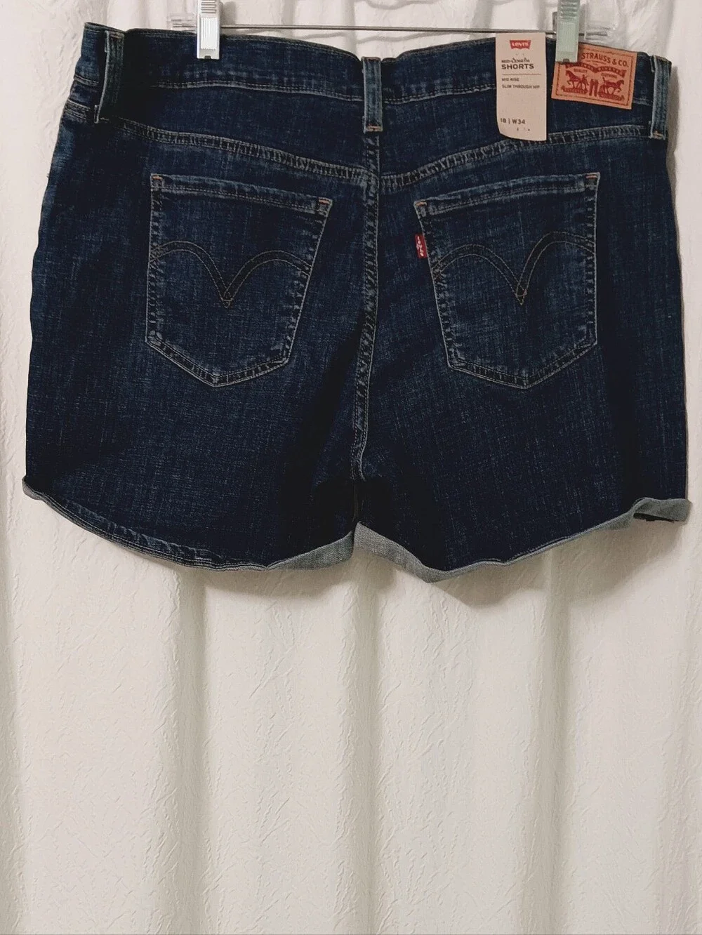 Levis Dark Wash Denim Roll-Cuff Women's Shorts Size 18